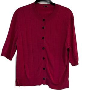 Rachel Comey Short-Sleeved Silk Cardigan Medium Magenta